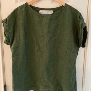 Gordes Top in Juniper Green size S/M